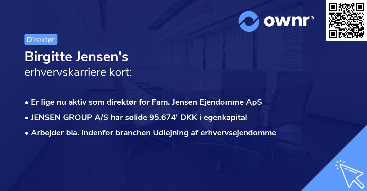Birgitte Jensen's erhvervskarriere kort