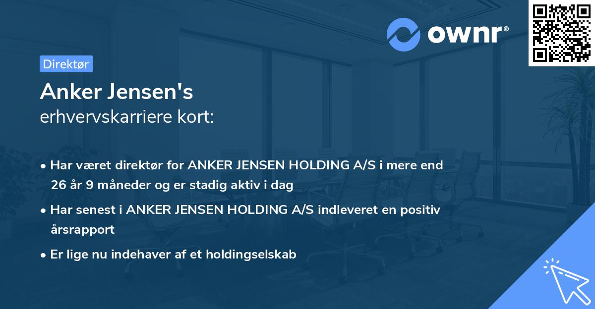 Anker Jensen's erhvervskarriere kort