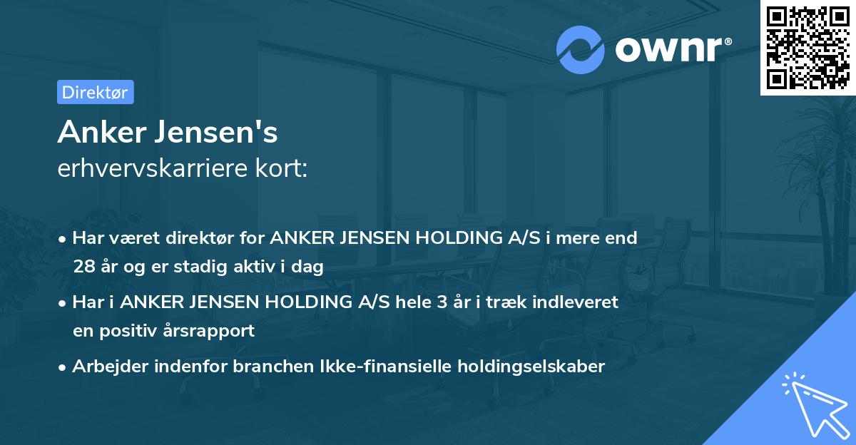 Anker Jensen's erhvervskarriere kort