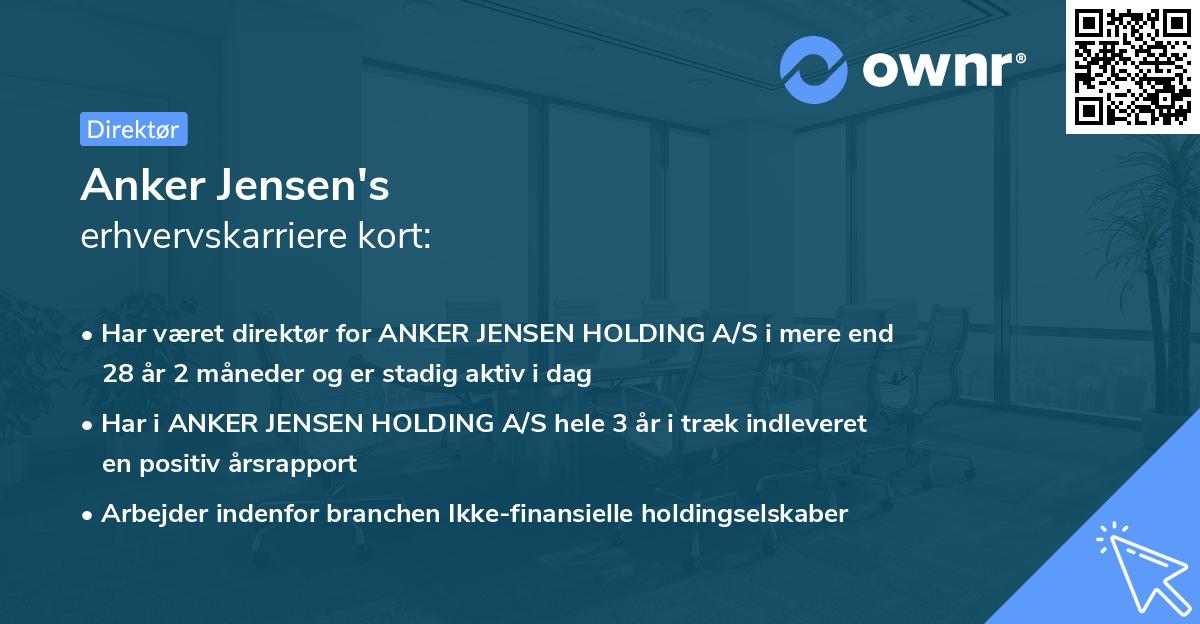 Anker Jensen's erhvervskarriere kort