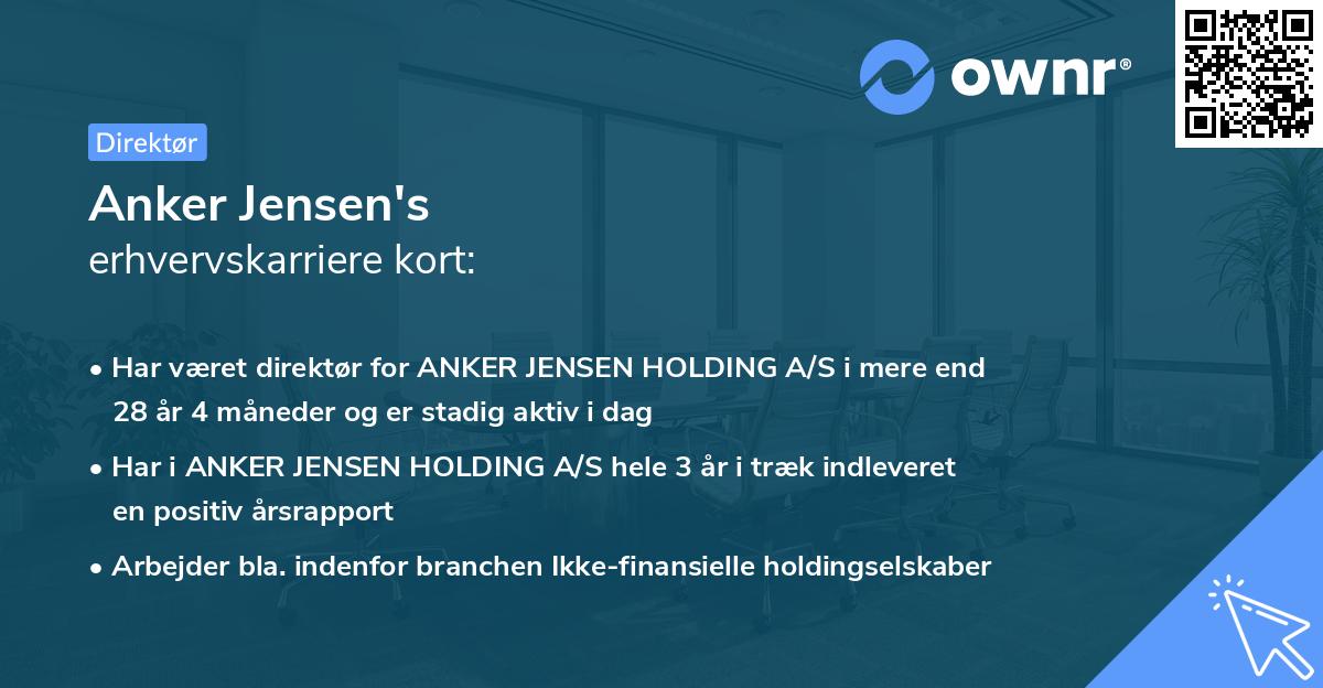 Anker Jensen's erhvervskarriere kort
