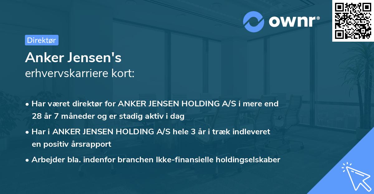 Anker Jensen's erhvervskarriere kort