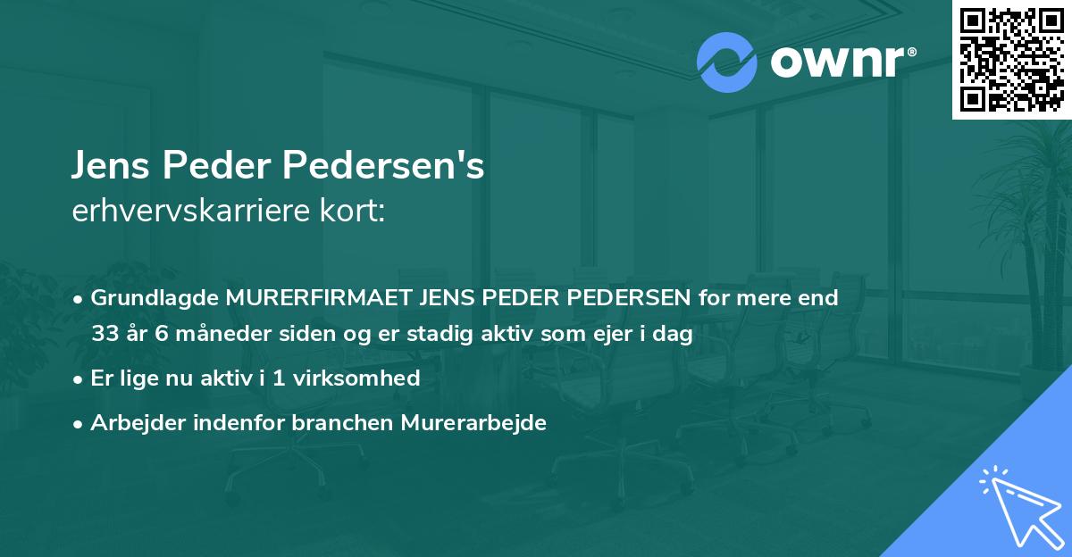 Jens Peder Pedersen's erhvervskarriere kort