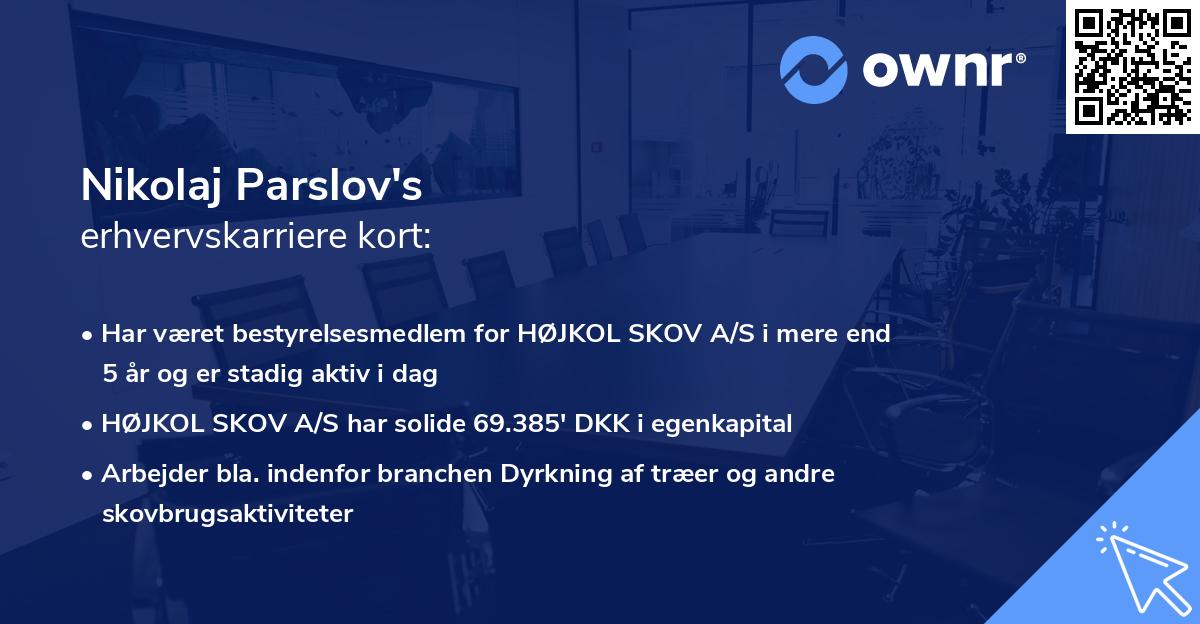 Nikolaj Parslov's erhvervskarriere kort