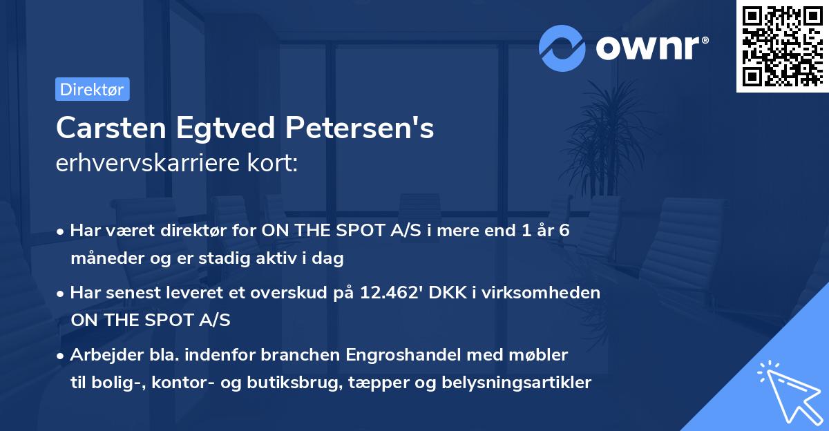 Carsten Egtved Petersen's erhvervskarriere kort