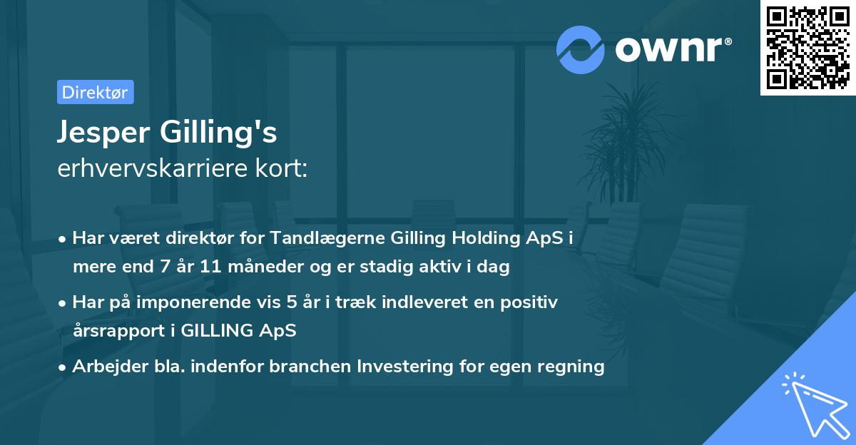 Jesper Gilling's erhvervskarriere kort