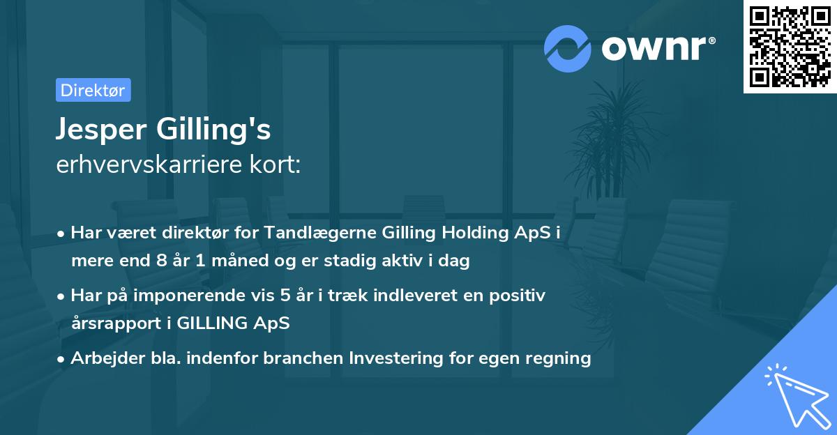 Jesper Gilling's erhvervskarriere kort