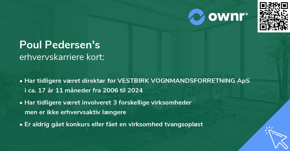 Poul Pedersen's erhvervskarriere kort