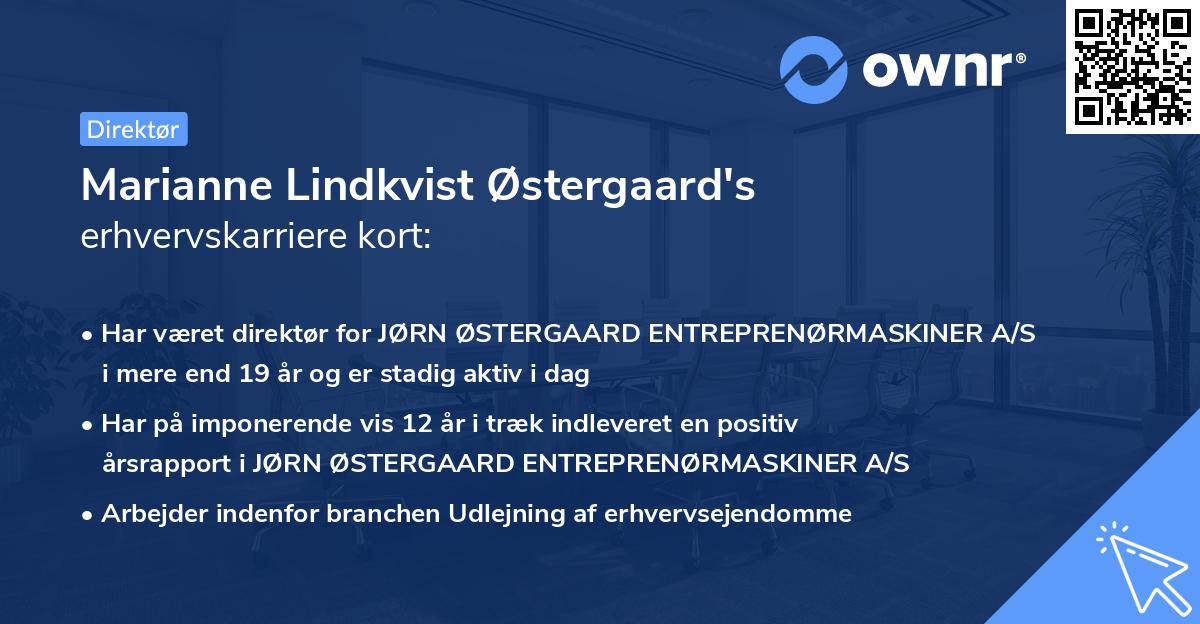 Marianne Lindkvist Østergaard's erhvervskarriere kort