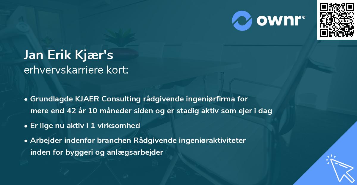 Jan Erik Kjær's erhvervskarriere kort