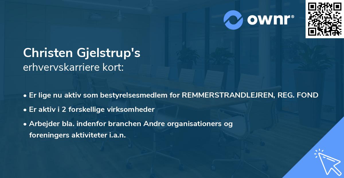 Christen Gjelstrup's erhvervskarriere kort