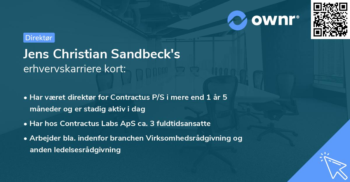Jens Christian Sandbeck's erhvervskarriere kort