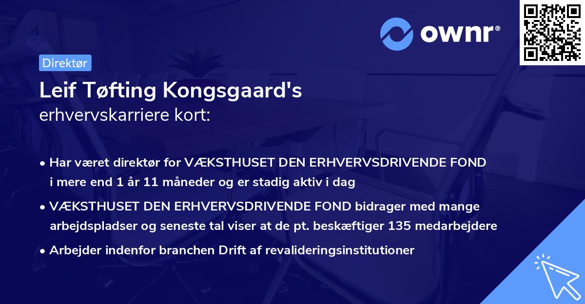 Leif Tøfting Kongsgaard's erhvervskarriere kort