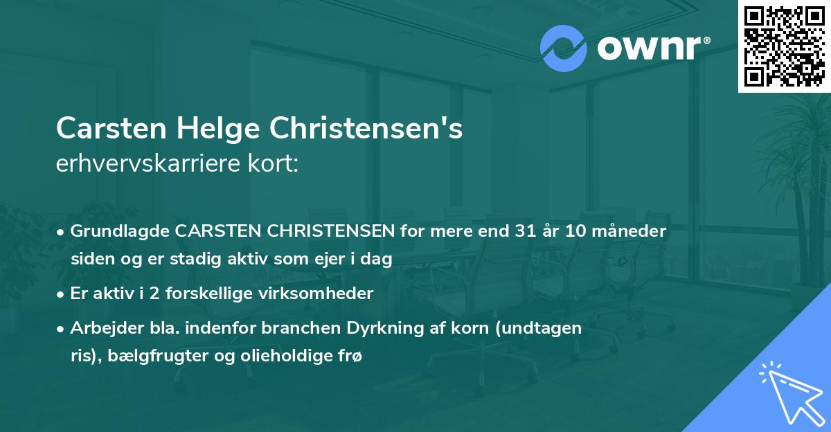 Carsten Helge Christensen's erhvervskarriere kort