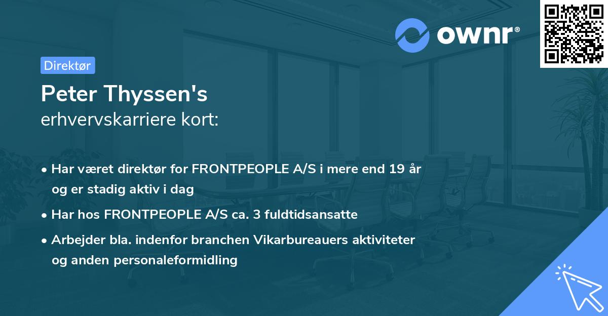 Peter Thyssen's erhvervskarriere kort