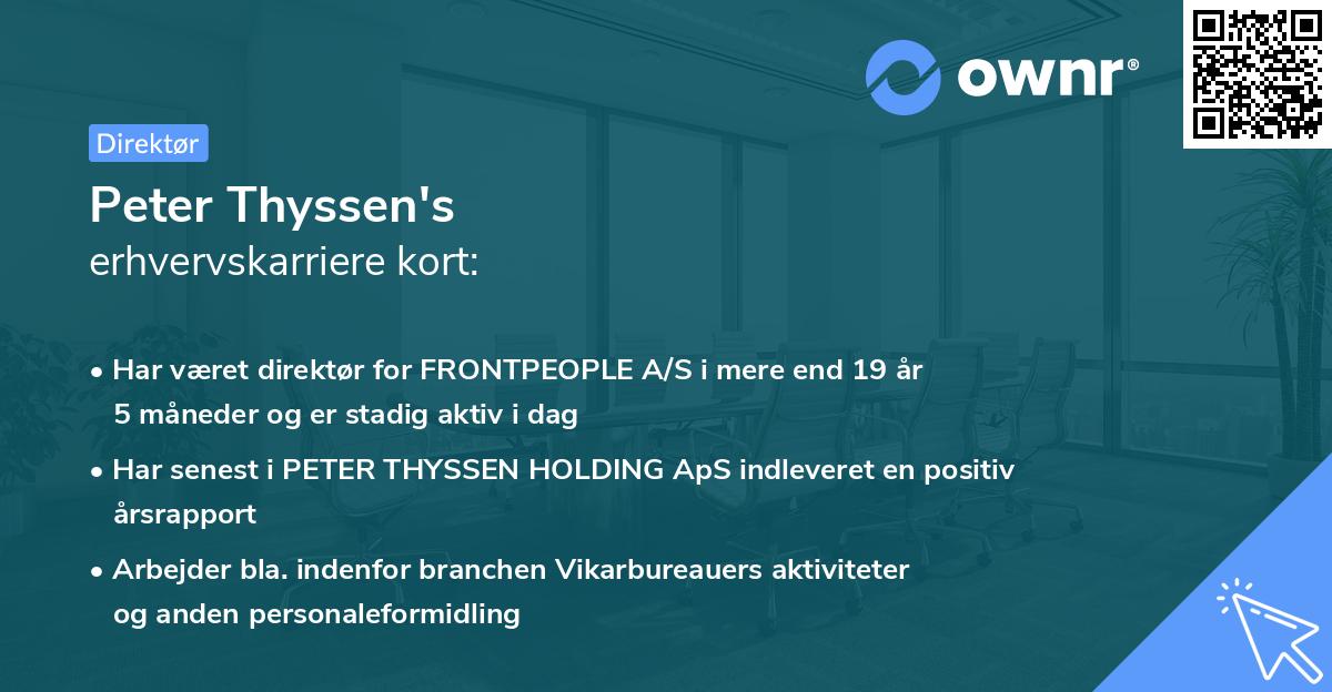Peter Thyssen's erhvervskarriere kort