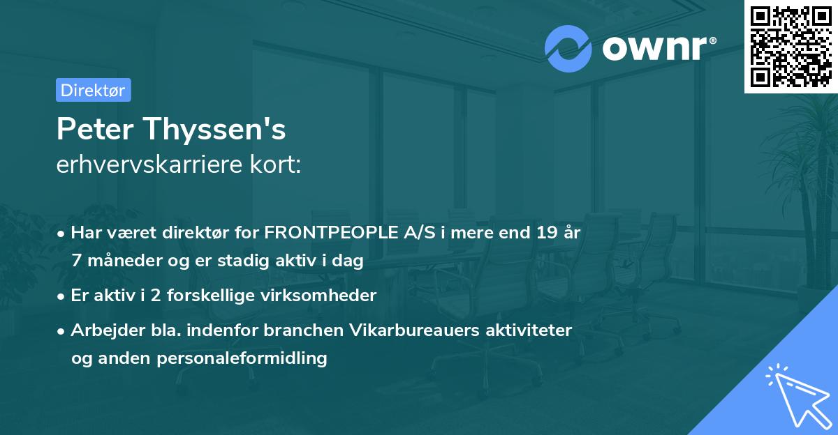 Peter Thyssen's erhvervskarriere kort