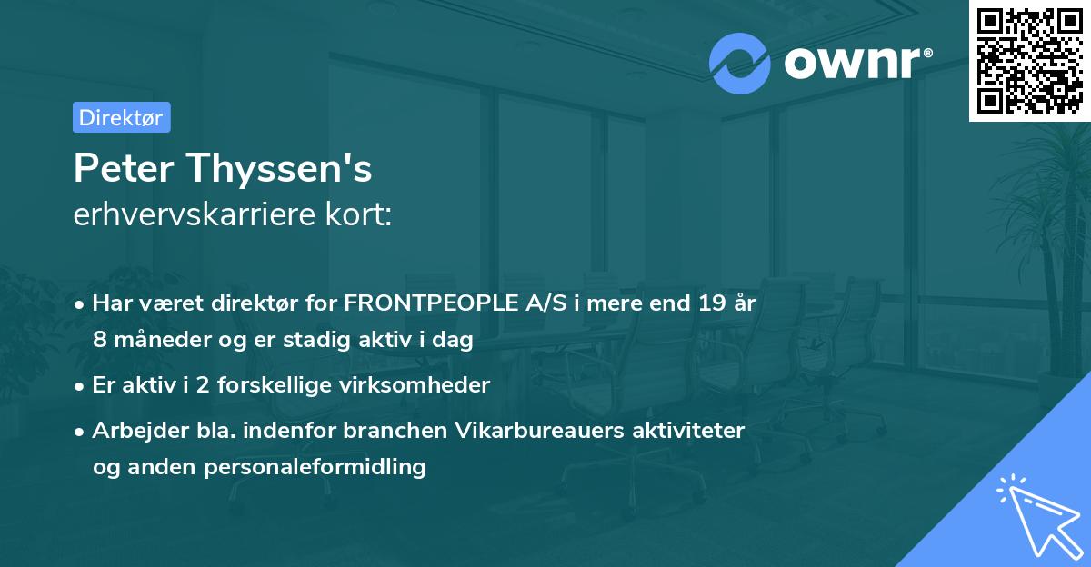 Peter Thyssen's erhvervskarriere kort