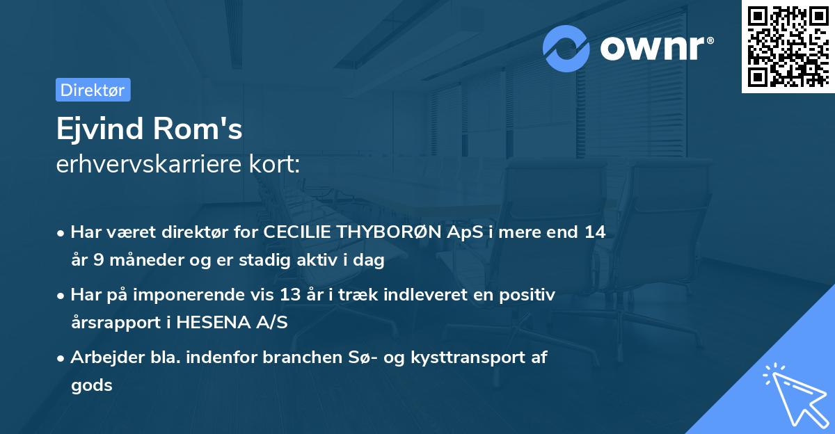 Ejvind Rom's erhvervskarriere kort