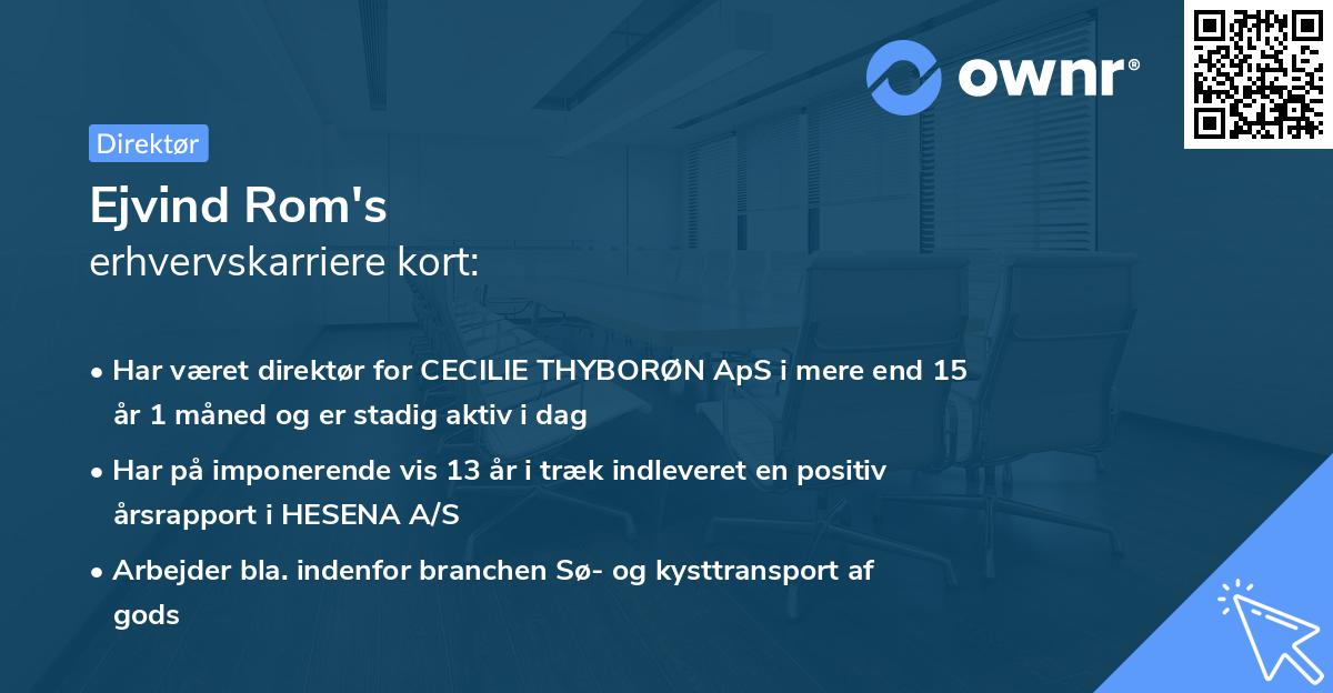 Ejvind Rom's erhvervskarriere kort