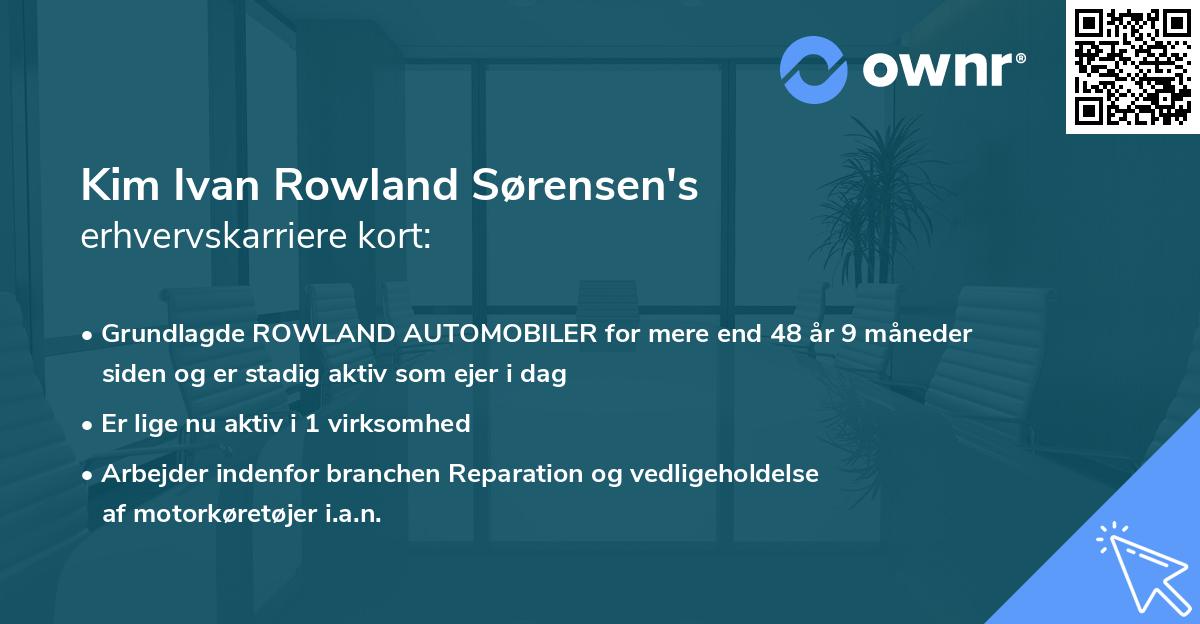 Kim Ivan Rowland Sørensen's erhvervskarriere kort