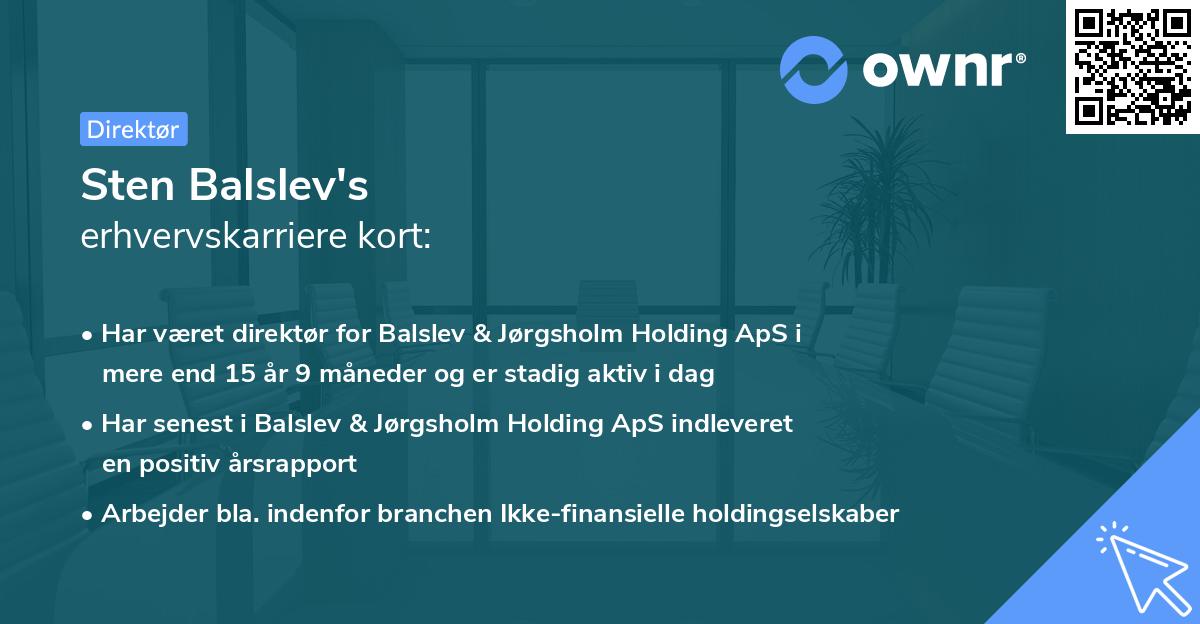 Sten Balslev's erhvervskarriere kort
