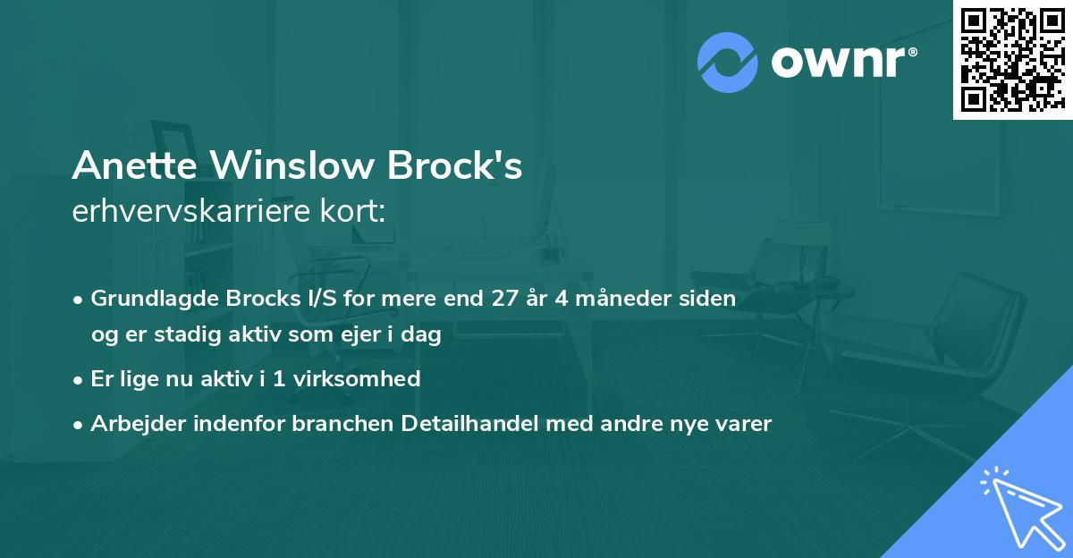 Anette Winslow Brock's erhvervskarriere kort