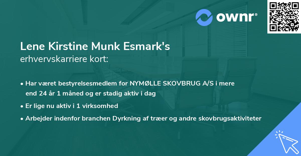 Lene Kirstine Munk Esmark's erhvervskarriere kort