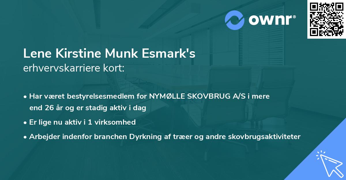 Lene Kirstine Munk Esmark's erhvervskarriere kort