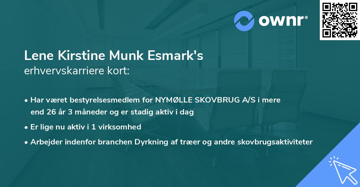 Lene Kirstine Munk Esmark's erhvervskarriere kort