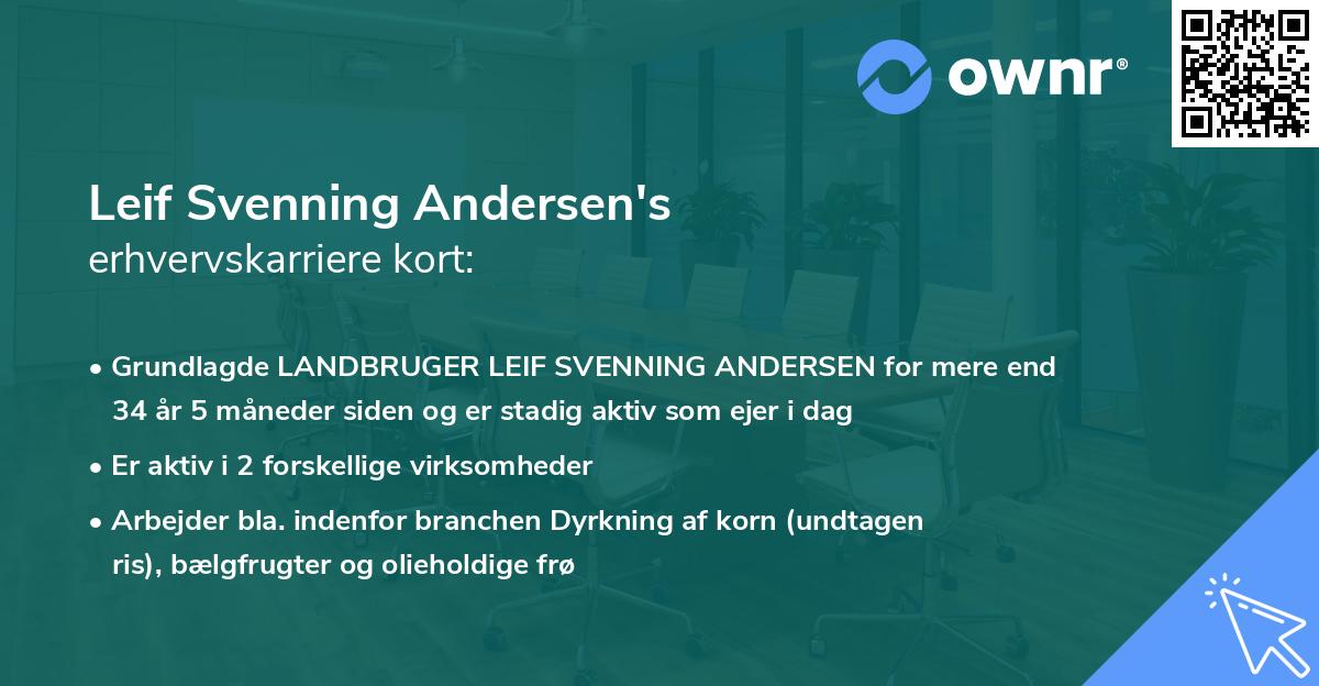 Leif Svenning Andersen's erhvervskarriere kort