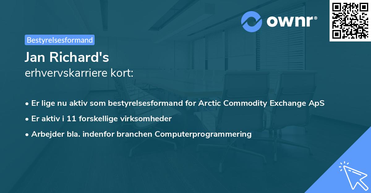 Jan Richard's erhvervskarriere kort