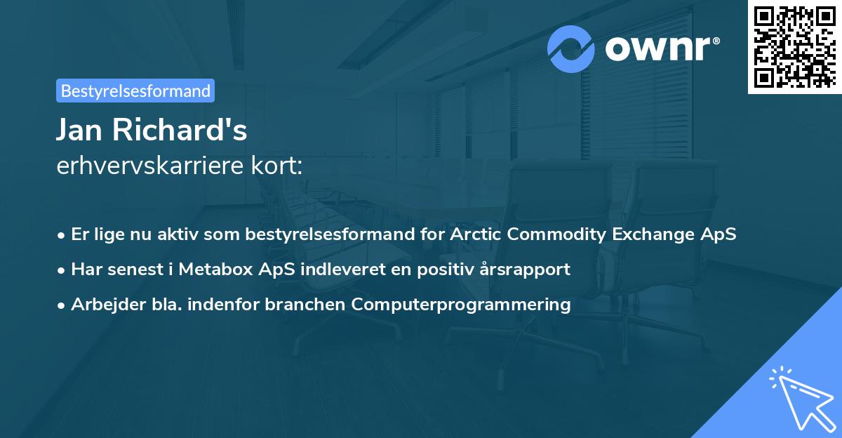 Jan Richard's erhvervskarriere kort