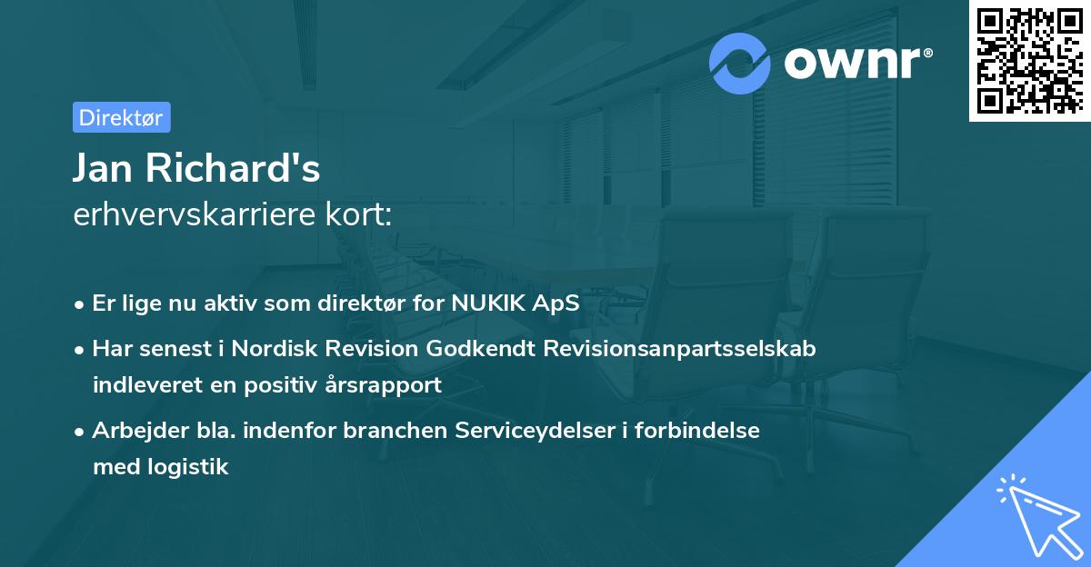 Jan Richard's erhvervskarriere kort