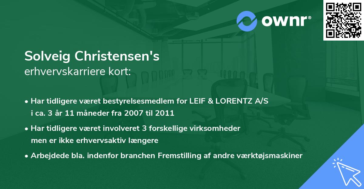 Solveig Christensen's erhvervskarriere kort