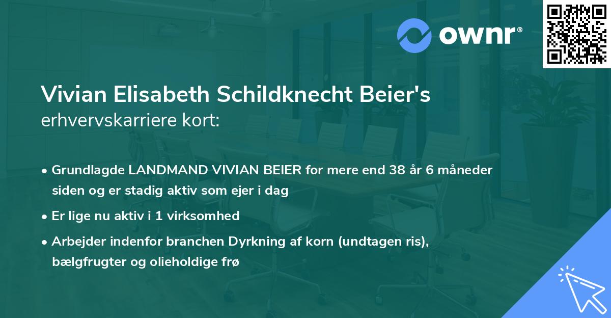 Vivian Elisabeth Schildknecht Beier's erhvervskarriere kort