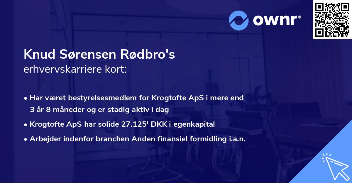 Knud Sørensen Rødbro's erhvervskarriere kort