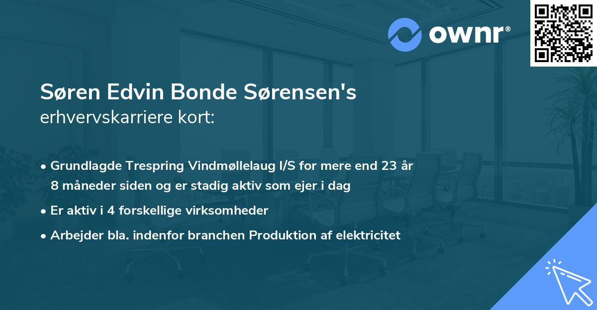 Søren Edvin Bonde Sørensen's erhvervskarriere kort