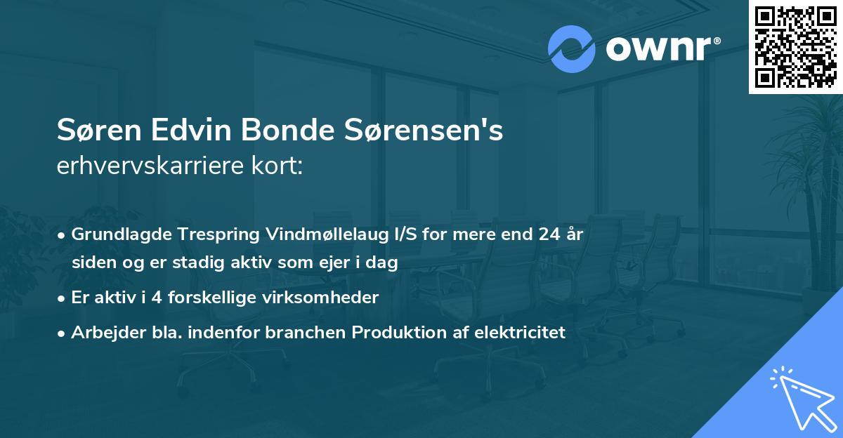 Søren Edvin Bonde Sørensen's erhvervskarriere kort