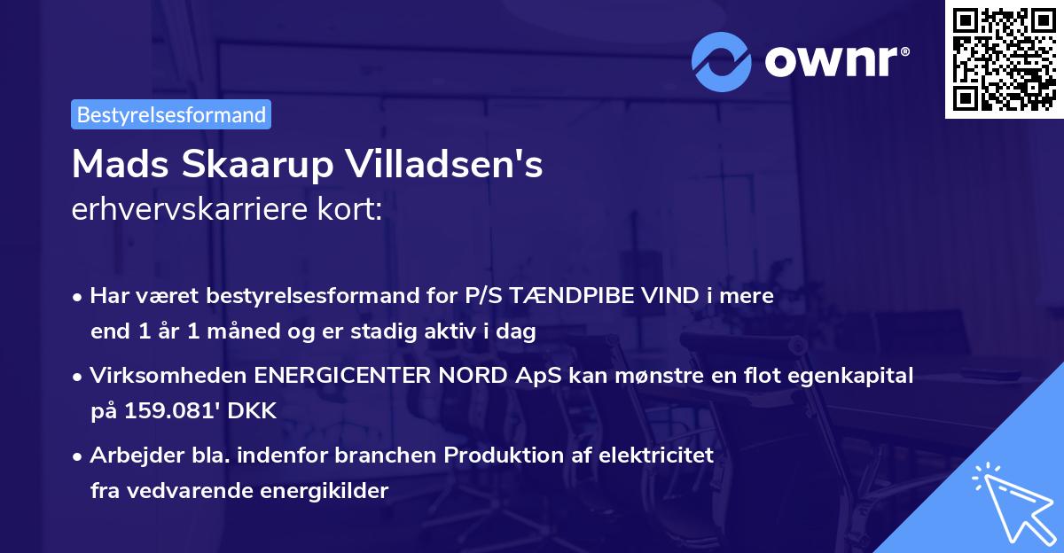 Mads Skaarup Villadsen's erhvervskarriere kort