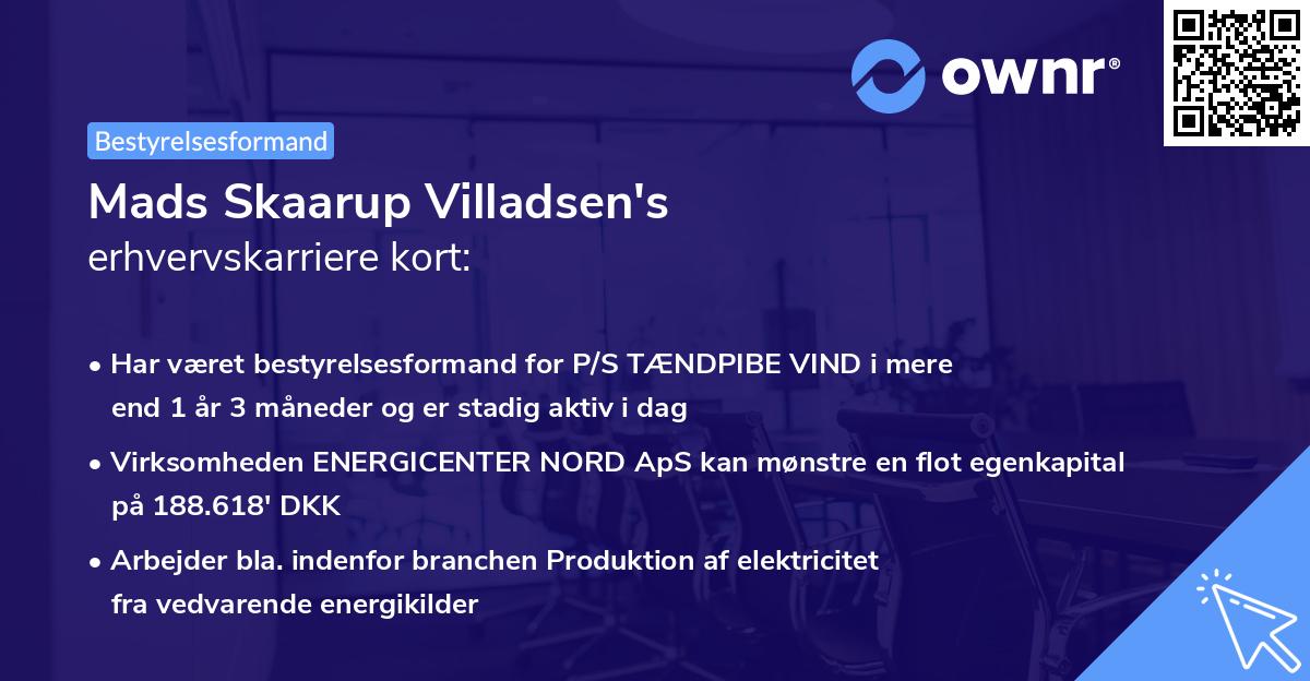 Mads Skaarup Villadsen's erhvervskarriere kort
