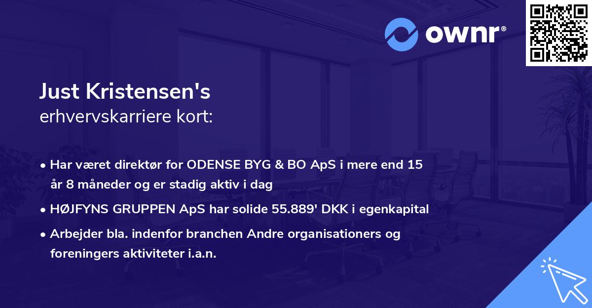 Just Kristensen's erhvervskarriere kort
