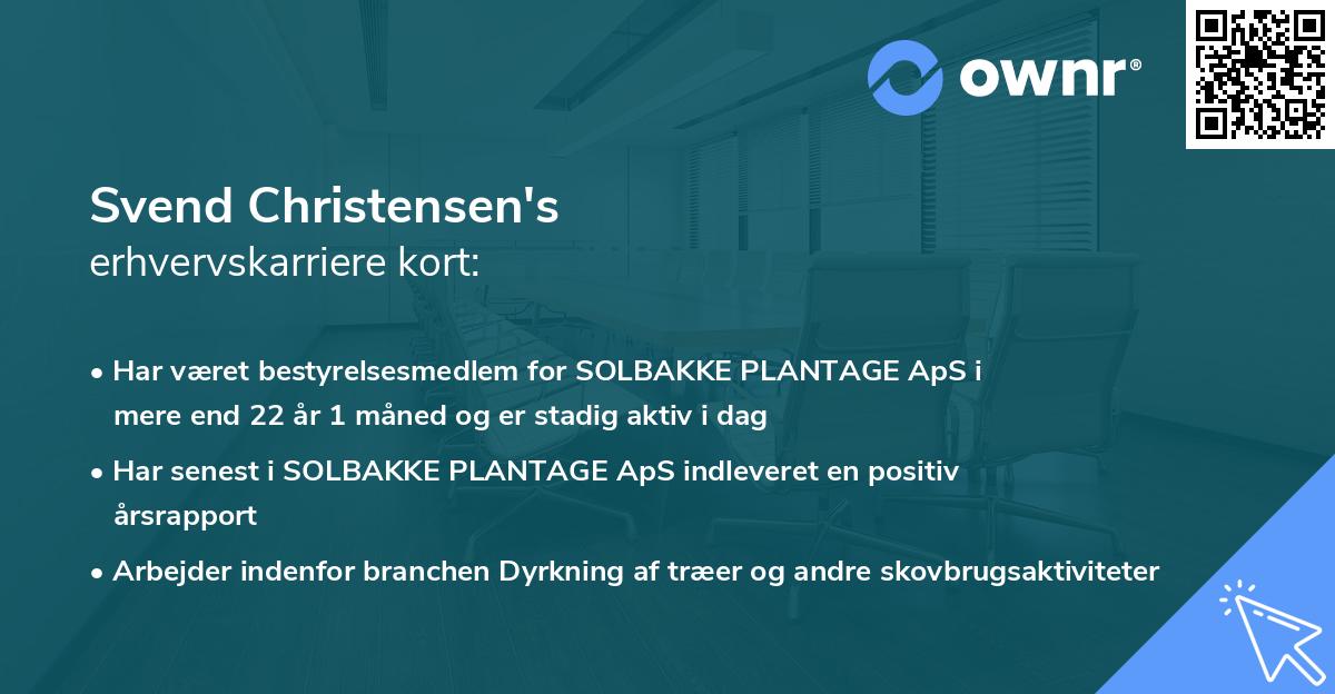 Svend Christensen's erhvervskarriere kort