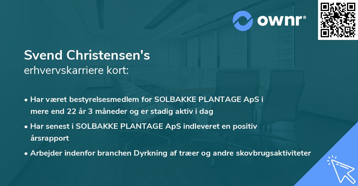 Svend Christensen's erhvervskarriere kort