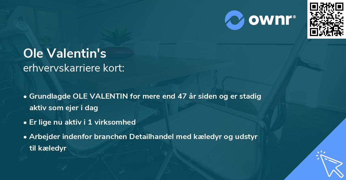 Ole Valentin's erhvervskarriere kort