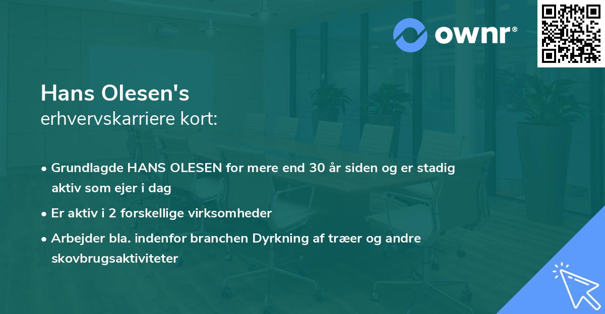 Hans Olesen's erhvervskarriere kort