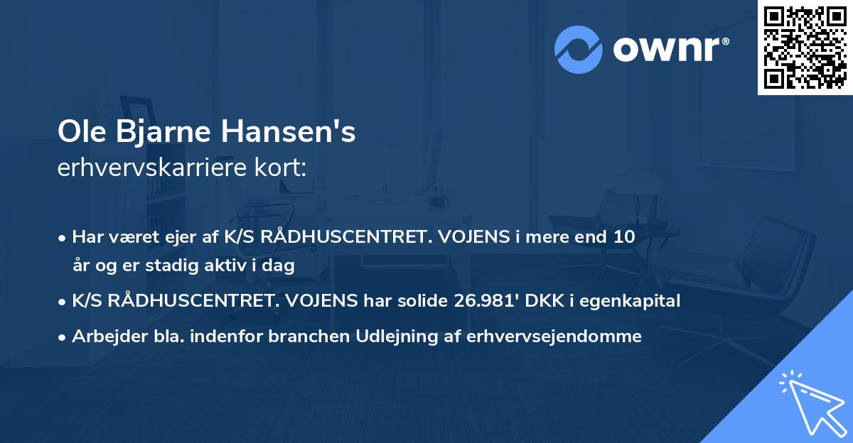 Ole Bjarne Hansen's erhvervskarriere kort