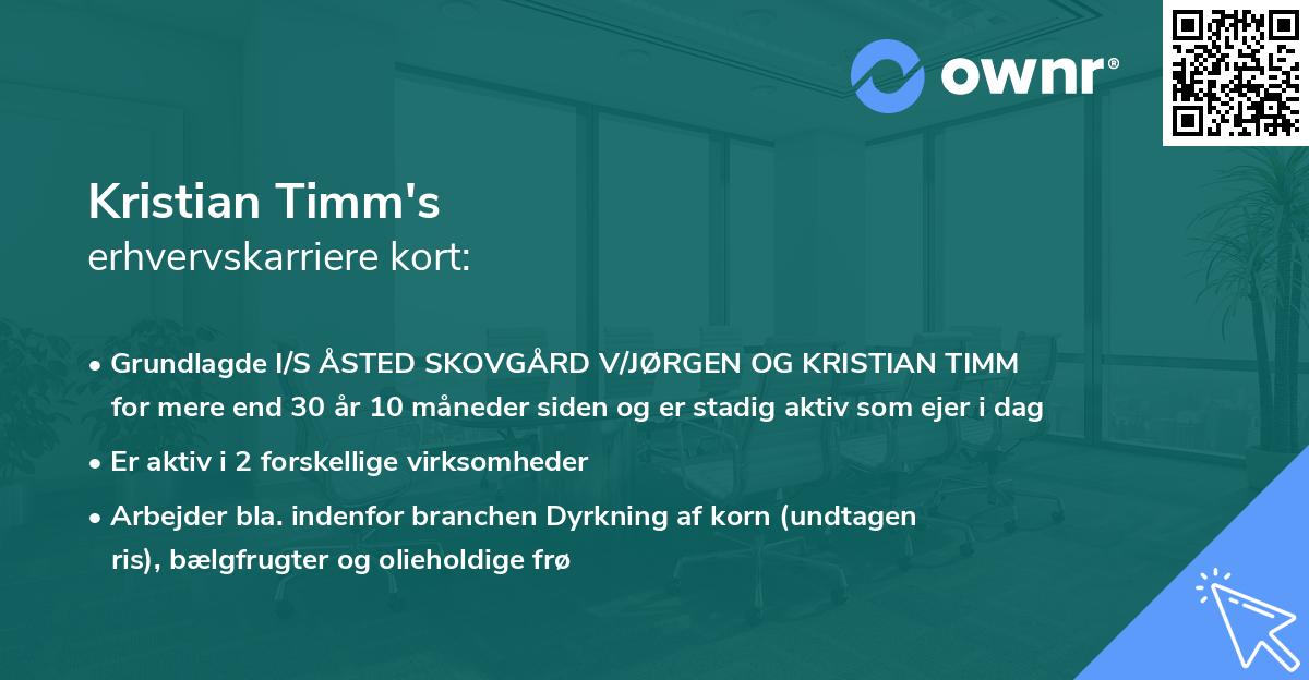 Kristian Timm's erhvervskarriere kort