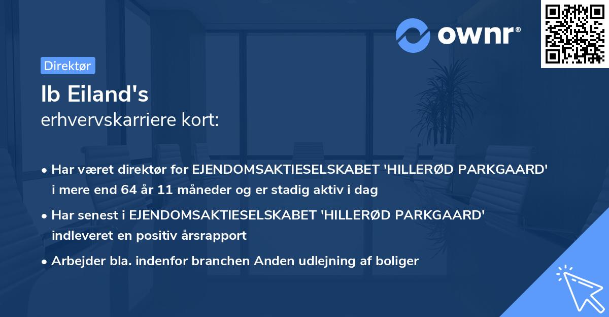 Ib Eiland's erhvervskarriere kort