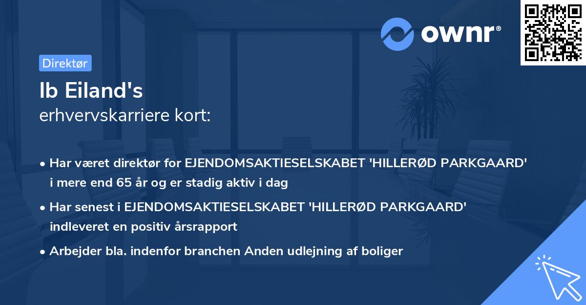 Ib Eiland's erhvervskarriere kort